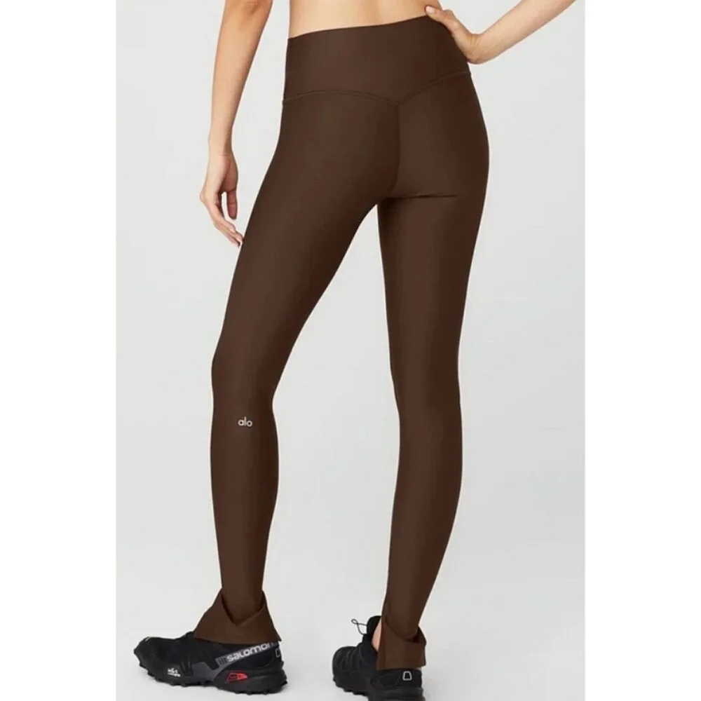 Alo High-Waist Airlift Elongated Leggings Espresso Hi-Rise Waisted Split Hem XXS